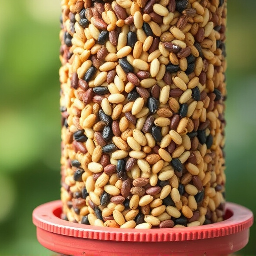 Feeder filled with husk-free bird seeds