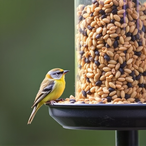 Feeder filled with husk-free bird seeds