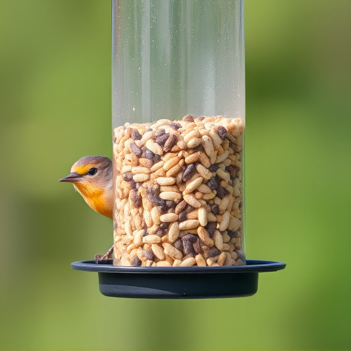 Feeder filled with husk-free bird seeds