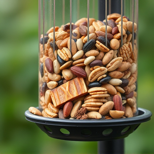 Feeder filled with mixed seeds and nuts