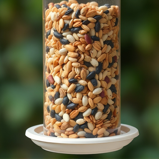 Feeder filled with mixed seeds and nuts