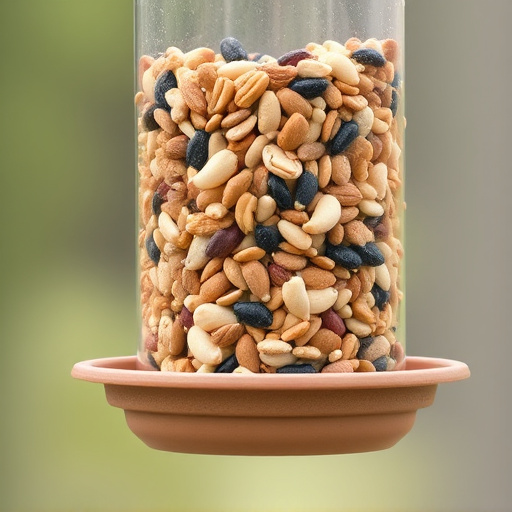 Feeder filled with mixed seeds and nuts