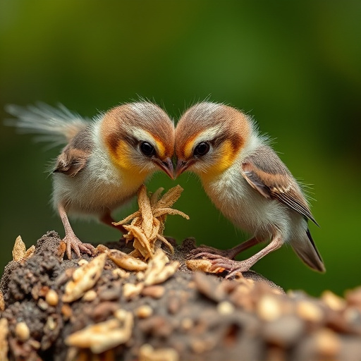 Feeding soft mealworms to fledgling