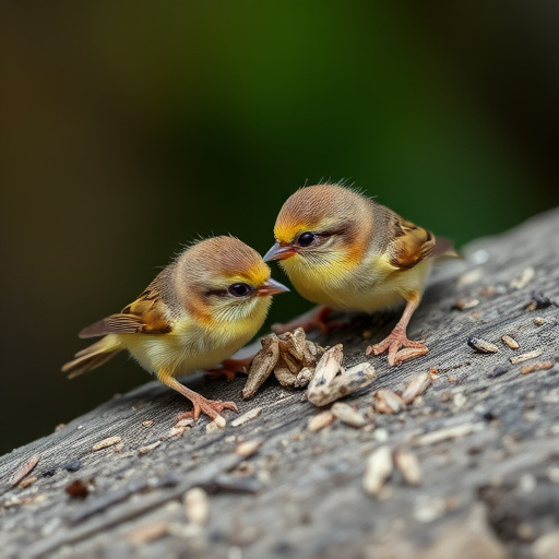 Feeding soft mealworms to fledgling