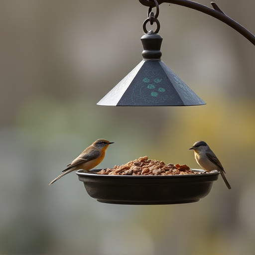 Feeding station with small bird silhouettes