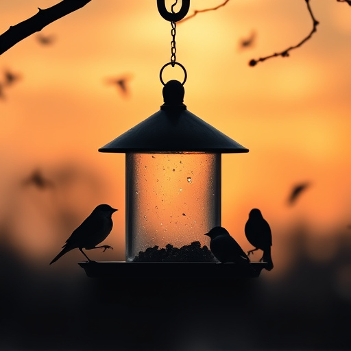Feeding station with small bird silhouettes