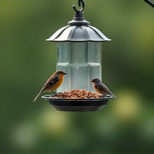 Feeding station with small bird silhouettes