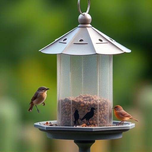 Feeding station with small bird silhouettes