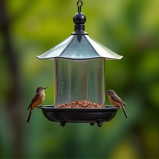 Feeding station with small bird silhouettes