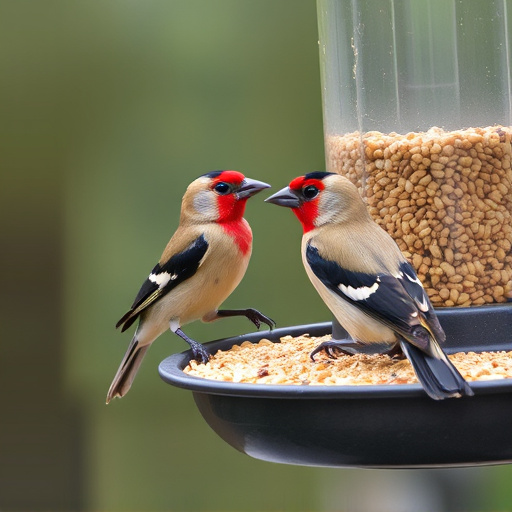 Finch on hanging feeder with tiny seeds