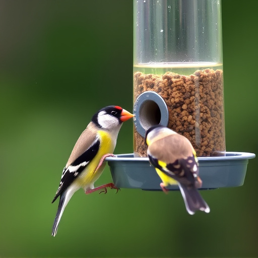 Finches eating from hanging bird table