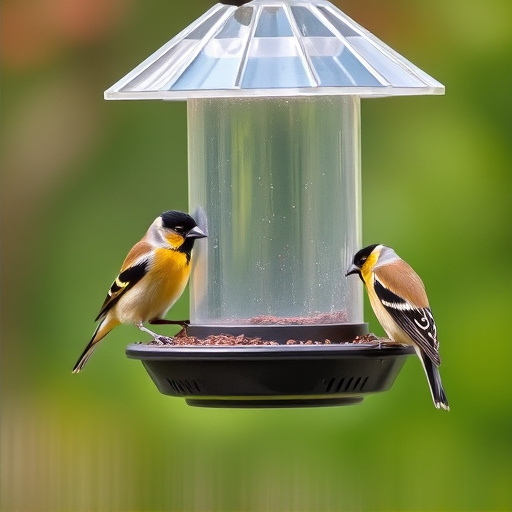 Finches eating from hanging bird table
