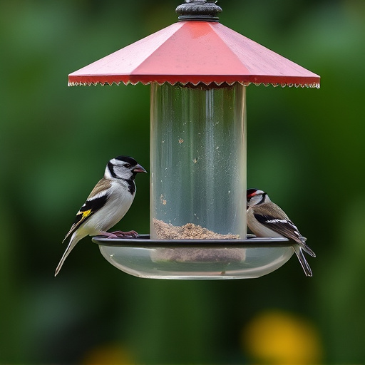 Finches eating from hanging bird table