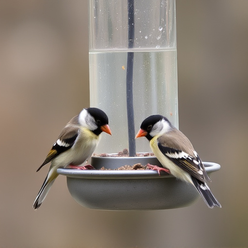 Finches eating from hanging bird table
