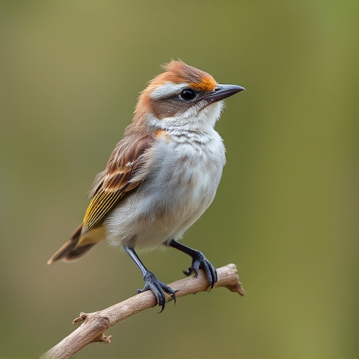 Fledgling bird perched, awaiting food