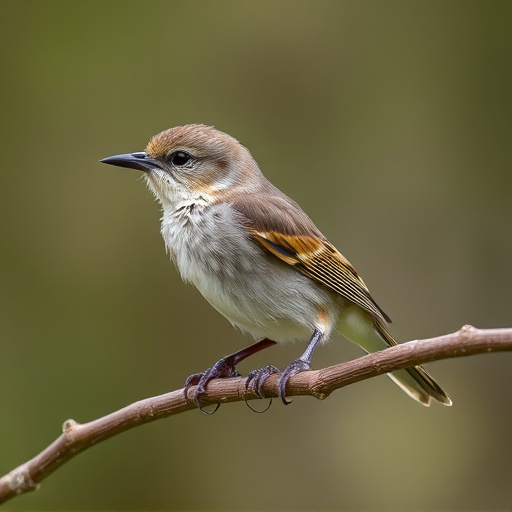 Fledgling bird perched, awaiting food