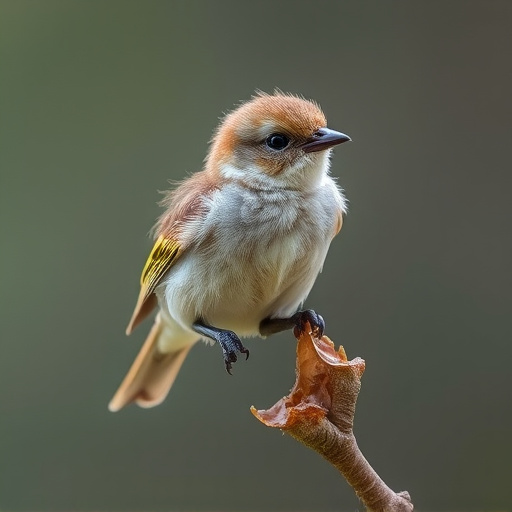 Fledgling bird perched, awaiting food