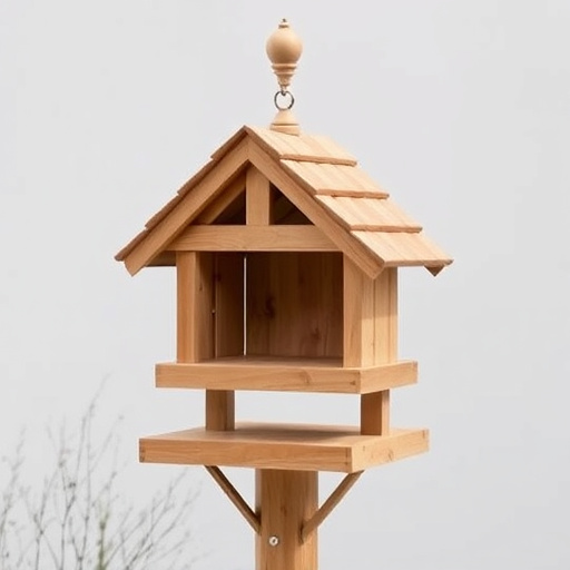 Freestanding bird table with pitched roof