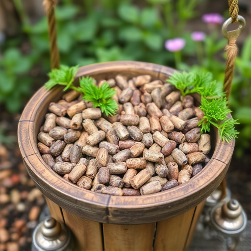 Fresh suet pellets in rustic garden bowl