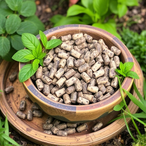 Fresh suet pellets in rustic garden bowl