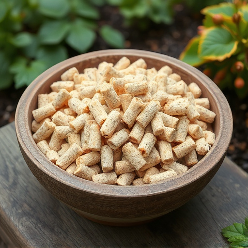 Fresh suet pellets in rustic garden bowl