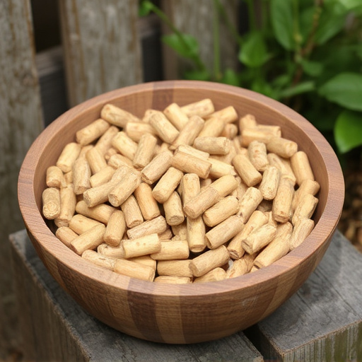Fresh suet pellets in rustic garden bowl