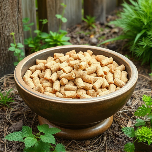 Fresh suet pellets in rustic garden bowl