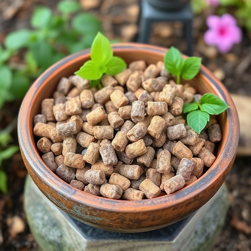 Fresh suet pellets in rustic garden bowl