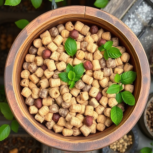 Fresh suet pellets in rustic garden bowl