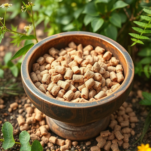 Fresh suet pellets in rustic garden bowl
