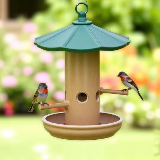 Garden bird feeding station with perches