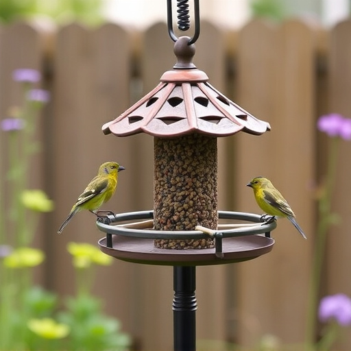 Garden bird feeding station with perches