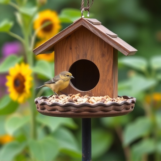 Garden bird table with sunflower seeds