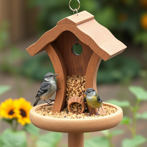 Garden bird table with sunflower seeds
