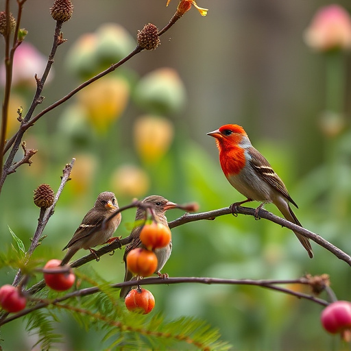 Garden birds near freshly delivered food