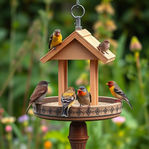 Garden birds on spacious bird table
