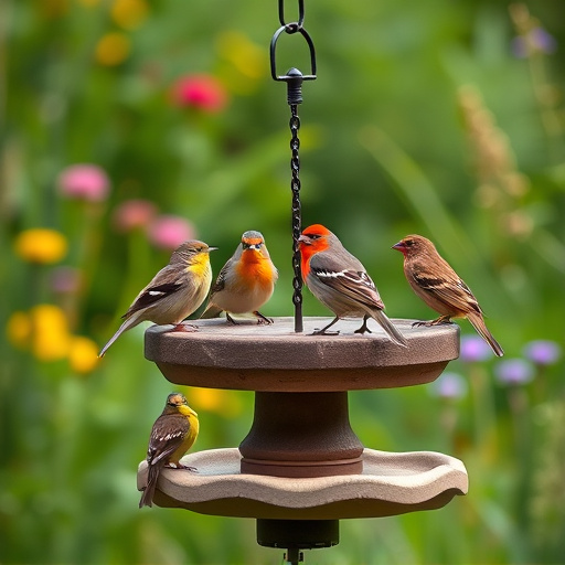 Garden birds on spacious bird table