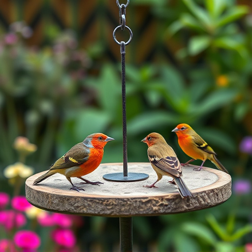Garden birds on spacious bird table
