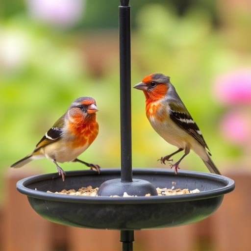 Garden birds perching on feeder tray