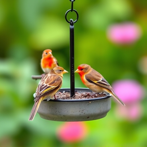 Garden birds perching on feeder tray