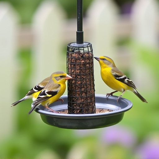 Garden birds perching on feeder tray