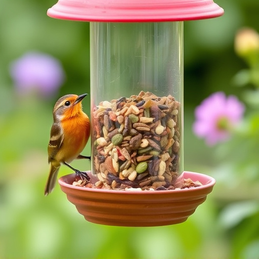 Garden feeder filled with robin-friendly mix