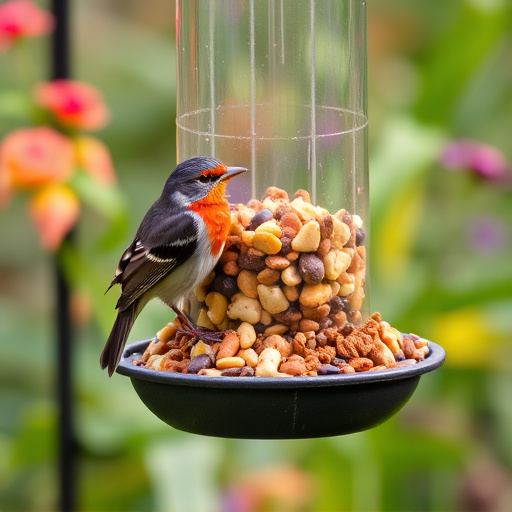Garden feeder filled with robin-friendly mix