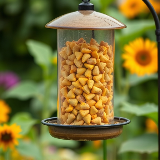 Garden feeder filled with sunflower hearts