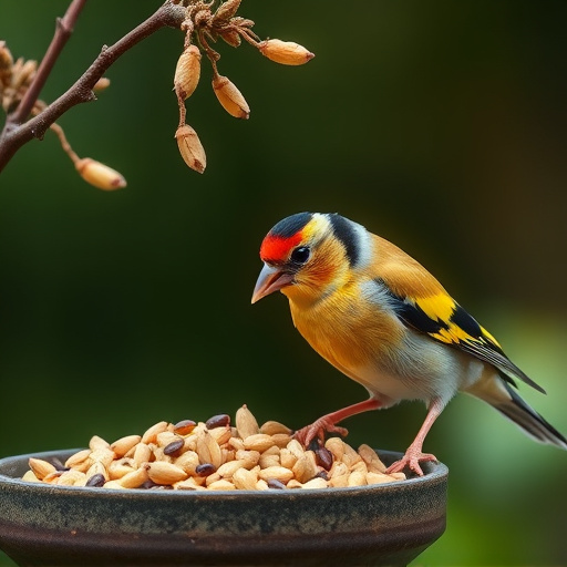 Goldfinch feeding on nyjer seeds