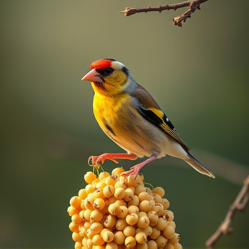 Goldfinch feeding on nyjer seeds