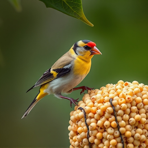 Goldfinch feeding on nyjer seeds