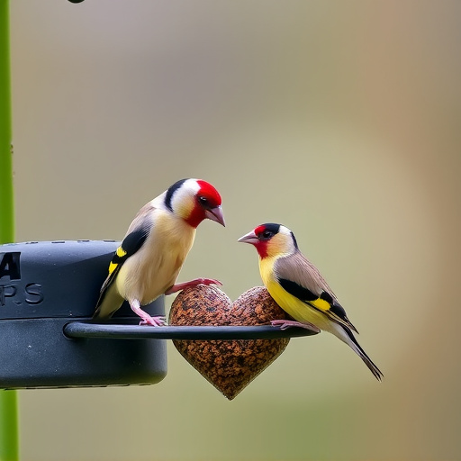 Goldfinch feeding on sunflower heart feeder
