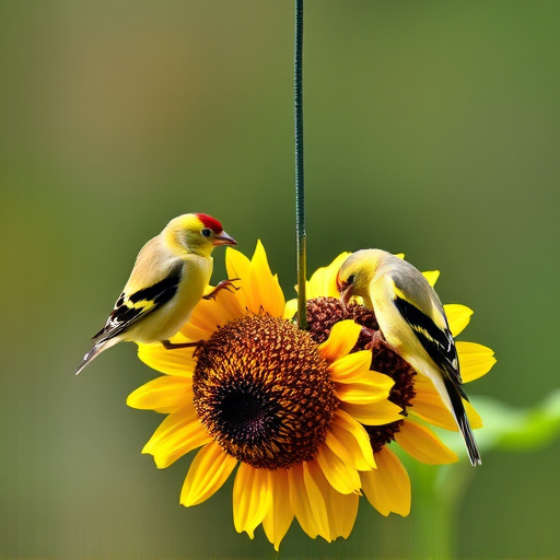 Goldfinch feeding on sunflower heart feeder
