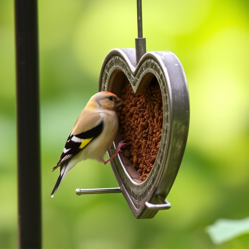 Goldfinch feeding on sunflower heart feeder